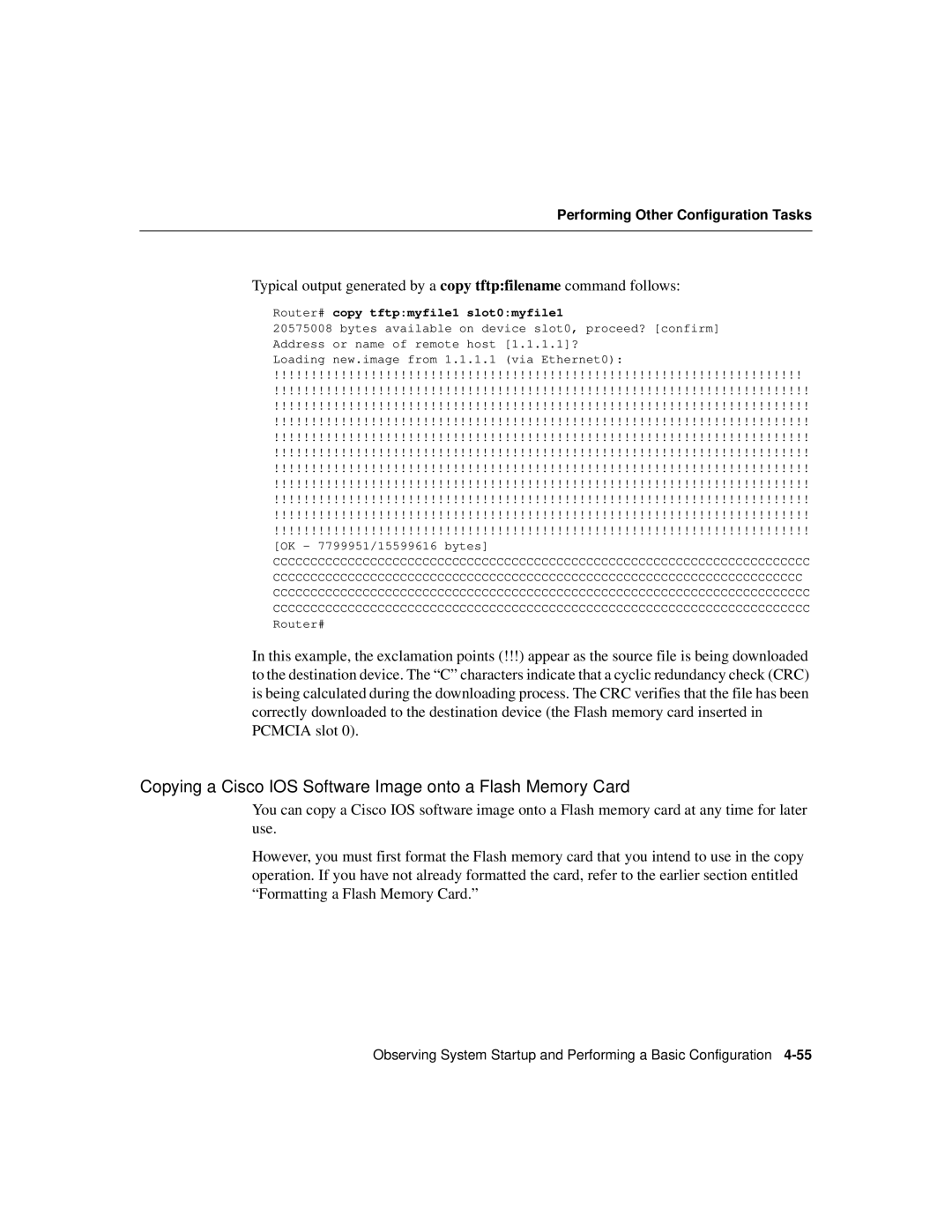 Cisco Systems Cisco 12008 manual Copying a Cisco IOS Software Image onto a Flash Memory Card 