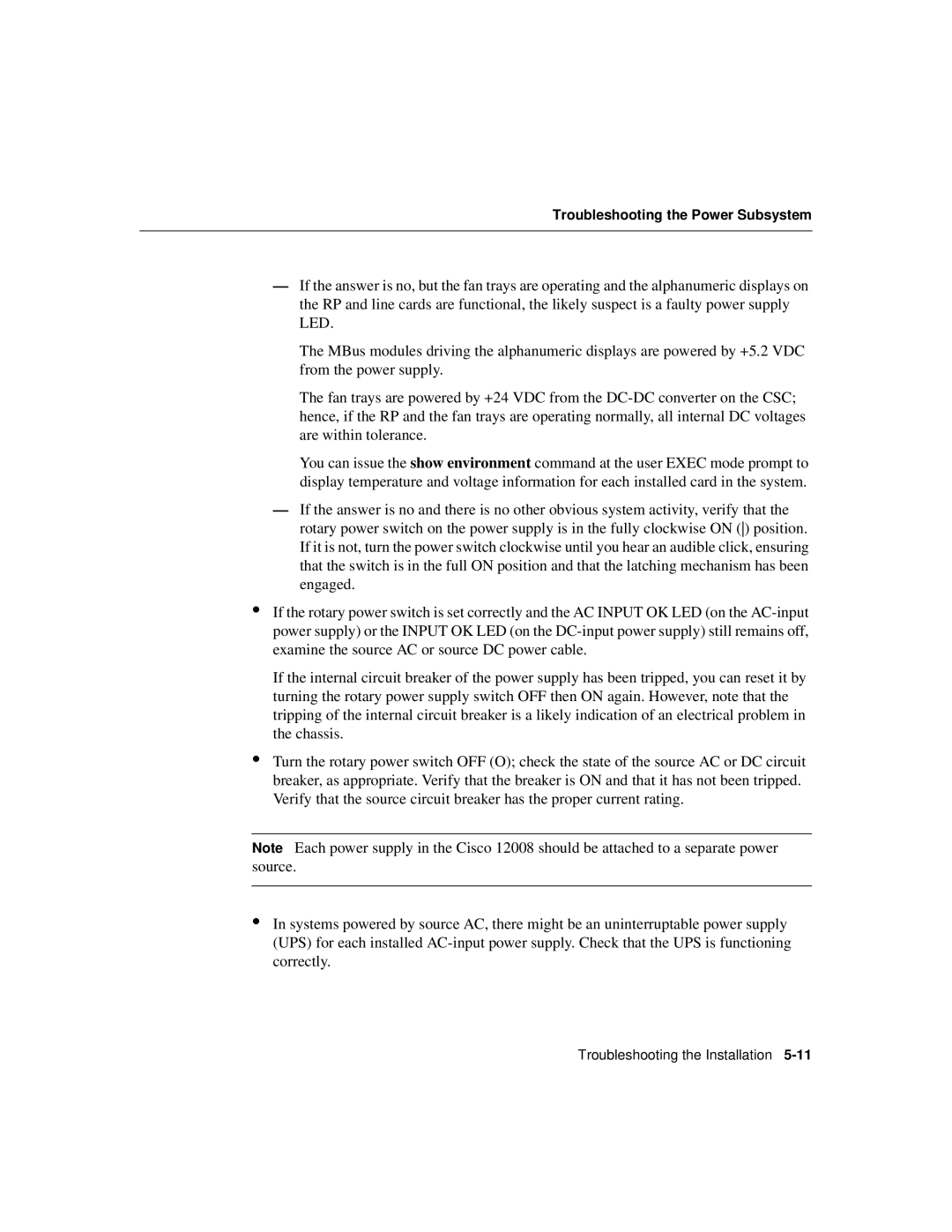 Cisco Systems Cisco 12008 manual Troubleshooting the Power Subsystem 