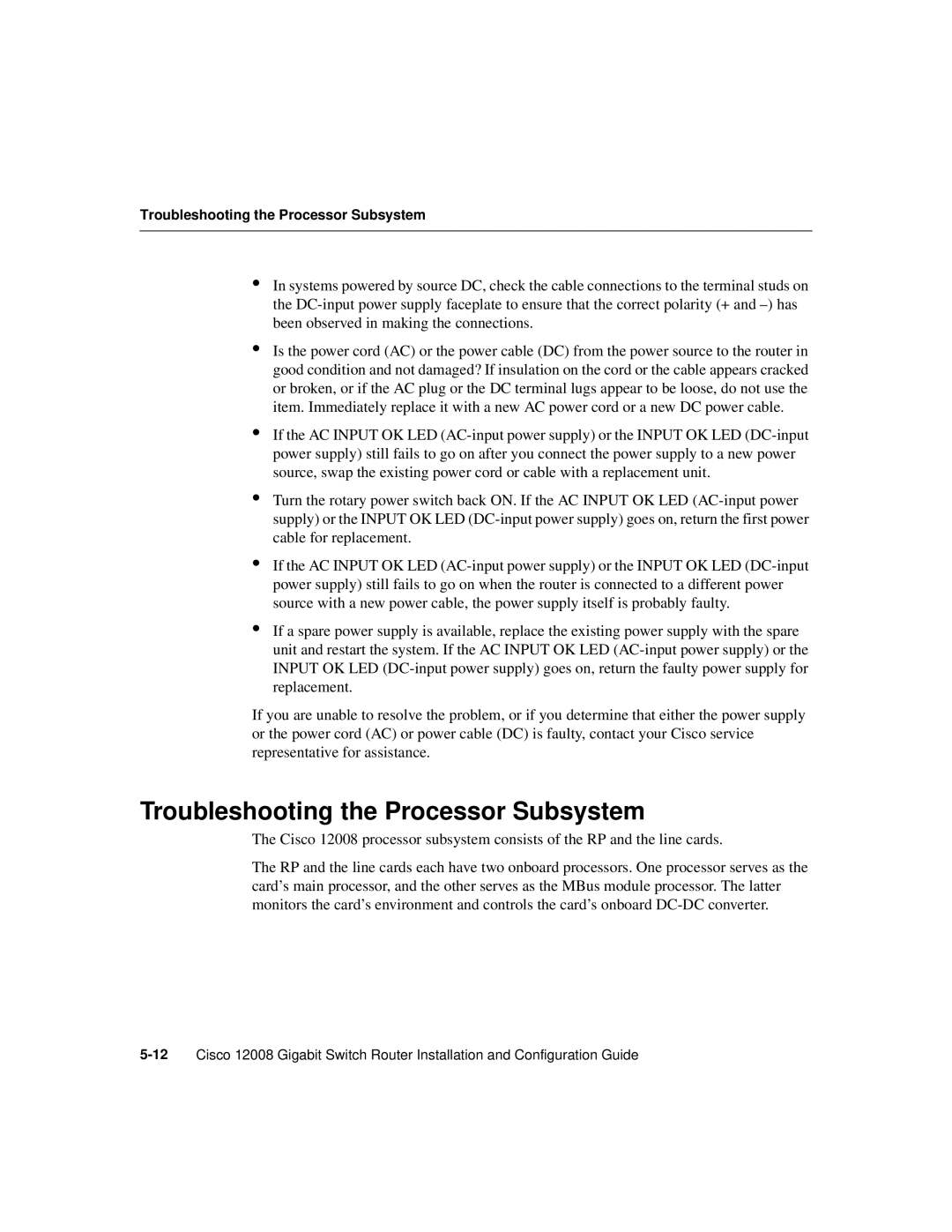 Cisco Systems Cisco 12008 manual Troubleshooting the Processor Subsystem 