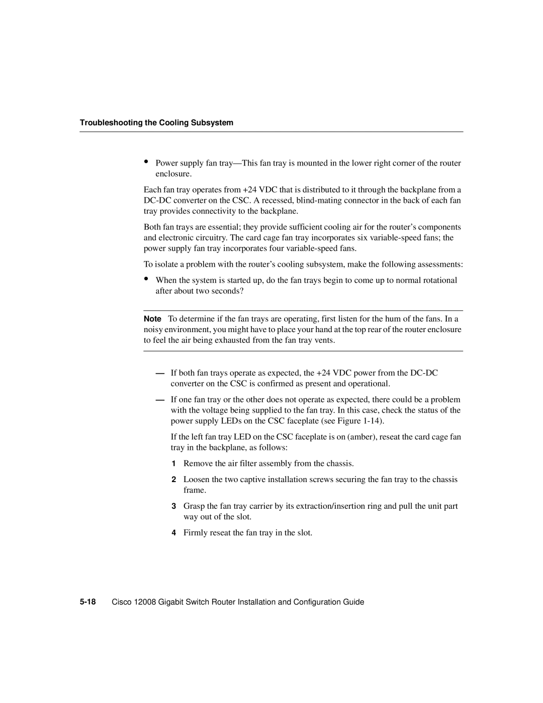 Cisco Systems Cisco 12008 manual Troubleshooting the Cooling Subsystem 