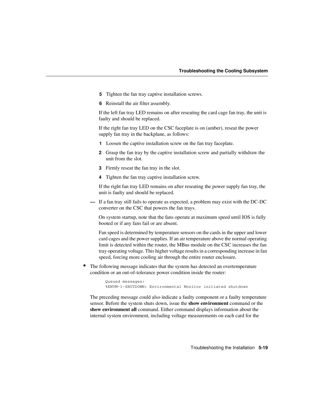 Cisco Systems Cisco 12008 manual Troubleshooting the Cooling Subsystem 