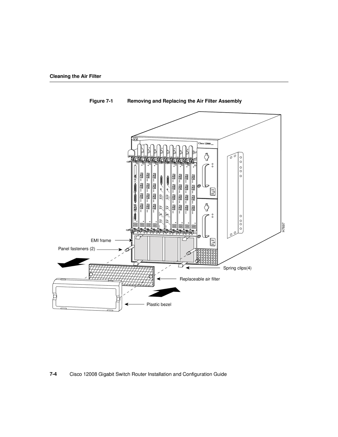 Cisco Systems Cisco 12008 manual Removing and Replacing the Air Filter Assembly 