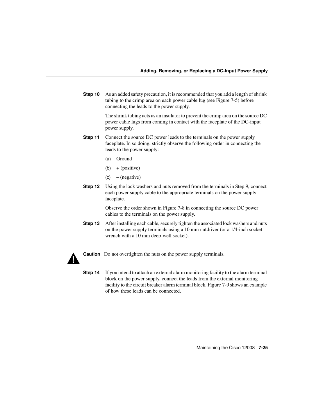 Cisco Systems Cisco 12008 manual Adding, Removing, or Replacing a DC-Input Power Supply 