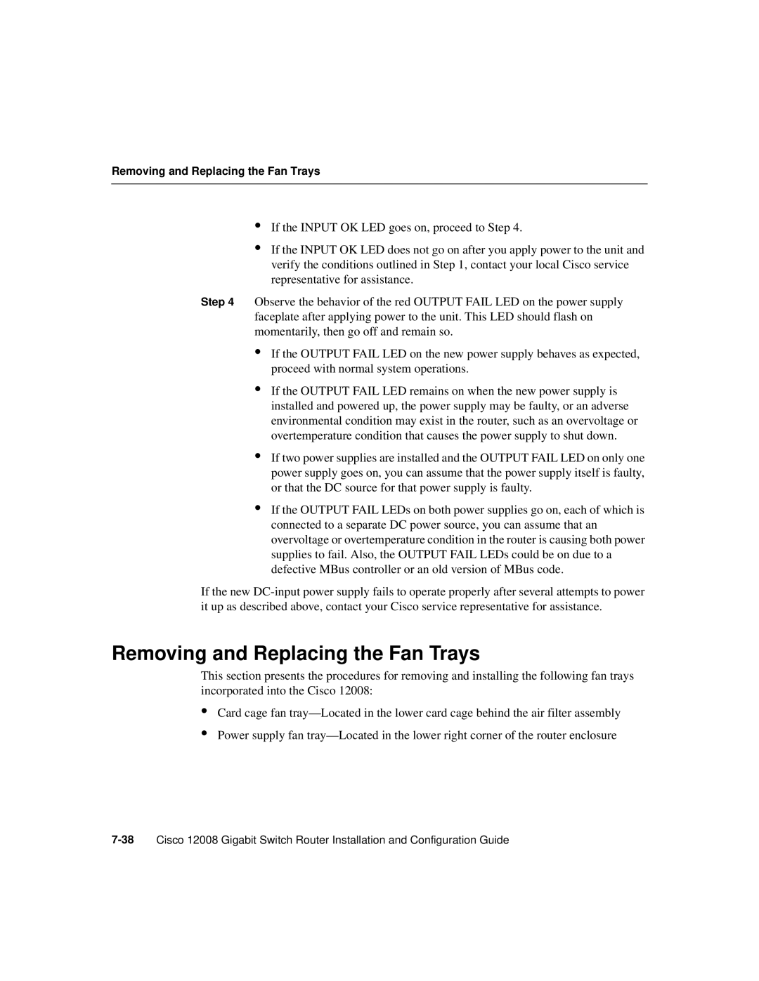 Cisco Systems Cisco 12008 manual Removing and Replacing the Fan Trays 