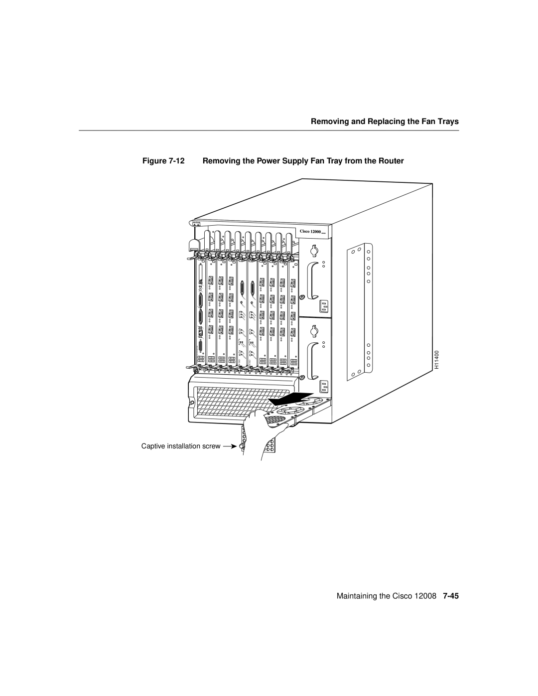 Cisco Systems Cisco 12008 manual Removing the Power Supply Fan Tray from the Router 