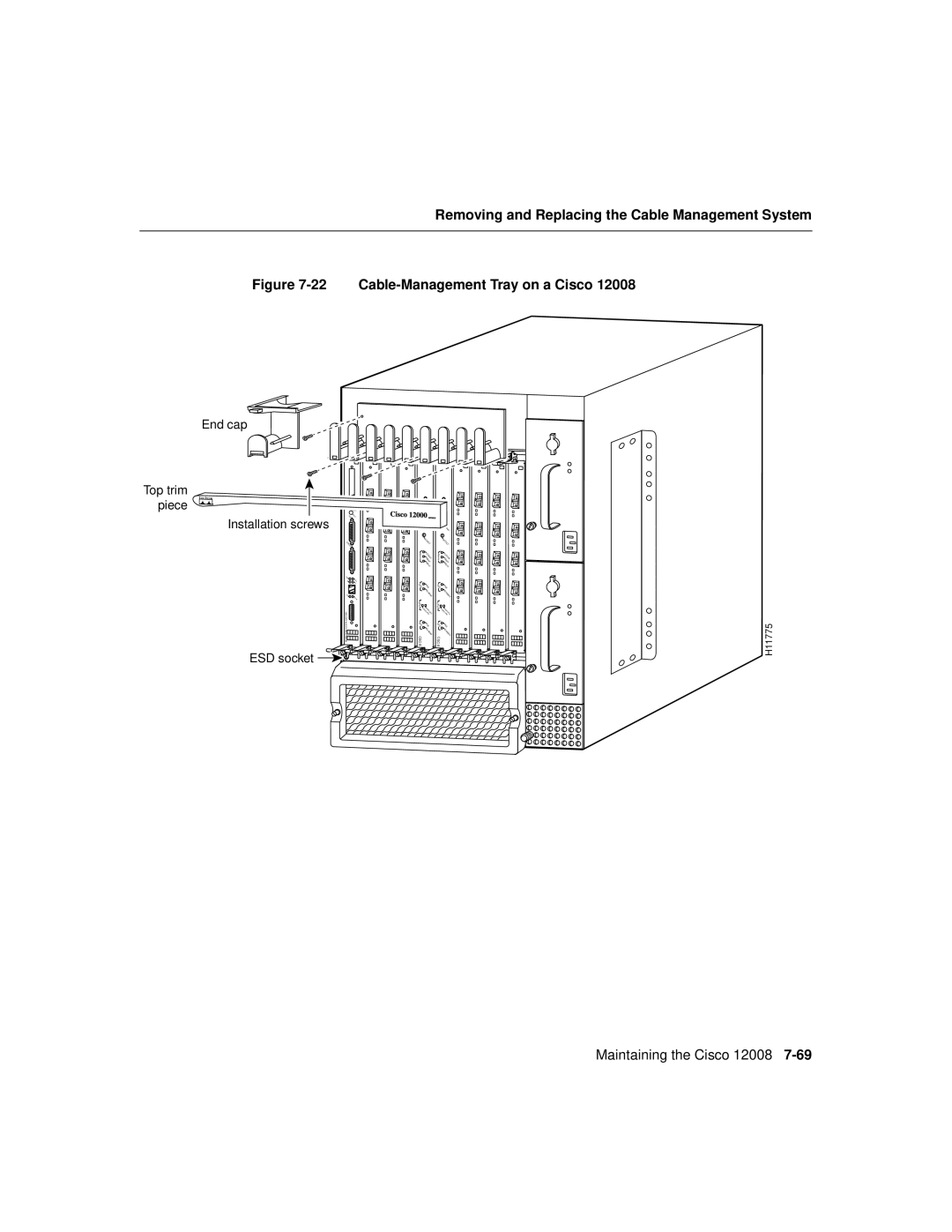 Cisco Systems Cisco 12008 manual Cable-Management Tray on a Cisco 