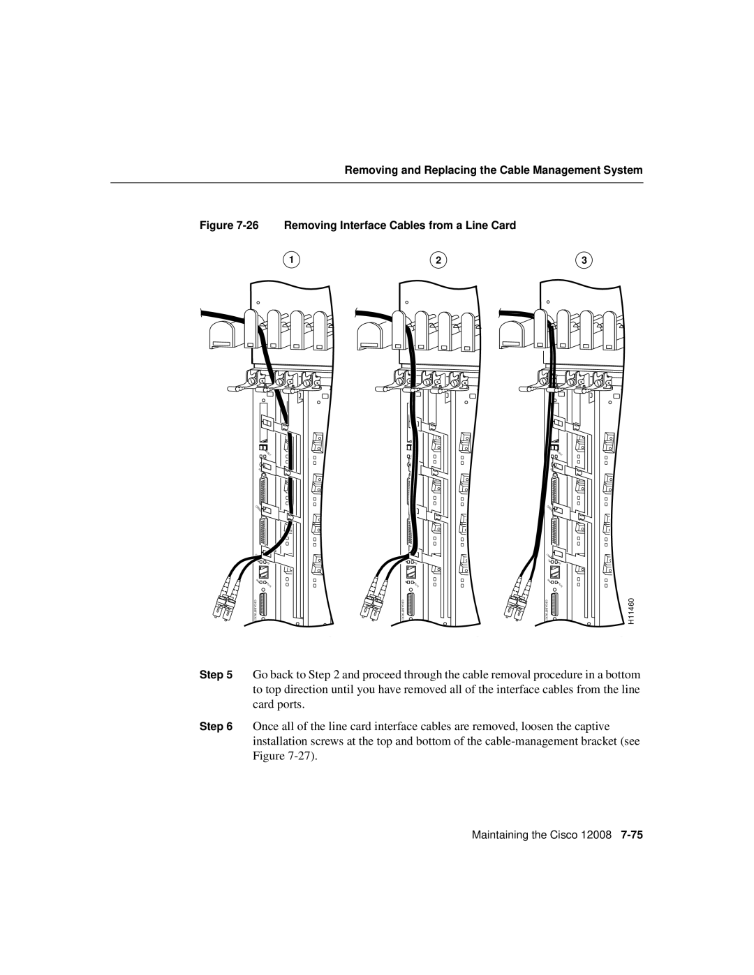 Cisco Systems Cisco 12008 manual Removing Interface Cables from a Line Card 