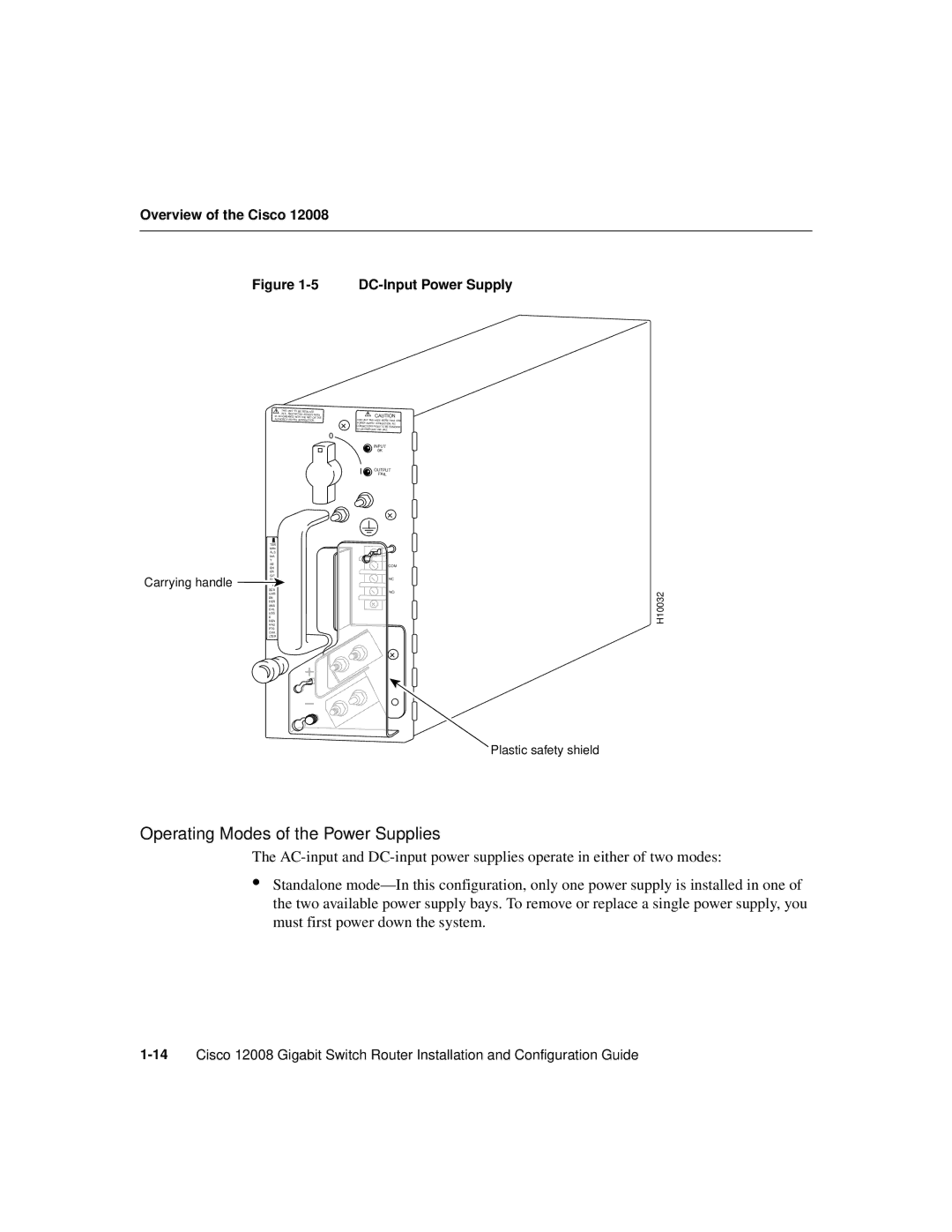 Cisco Systems Cisco 12008 manual Operating Modes of the Power Supplies, DC-Input Power Supply 