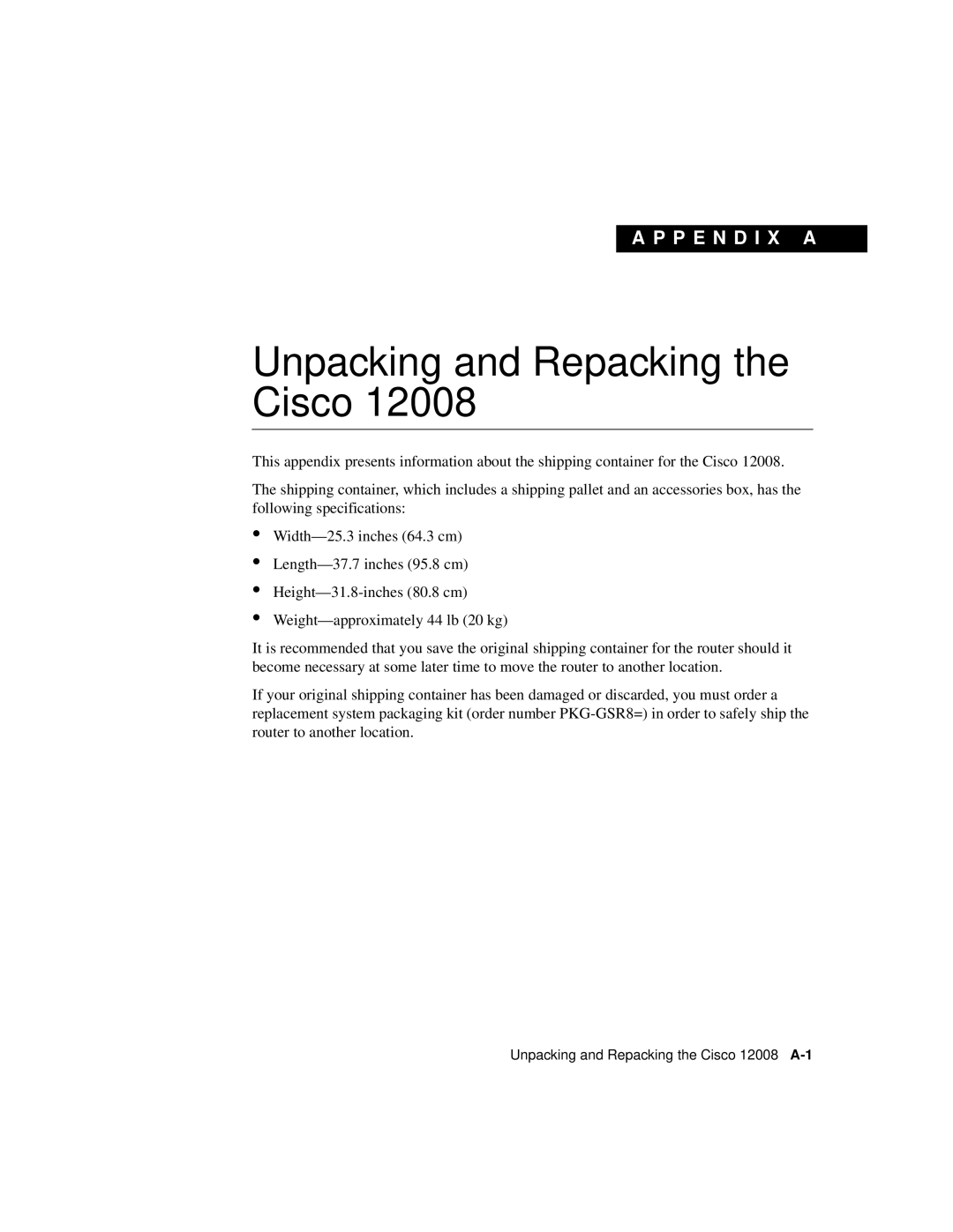 Cisco Systems Cisco 12008 manual Unpacking and Repacking the Cisco 