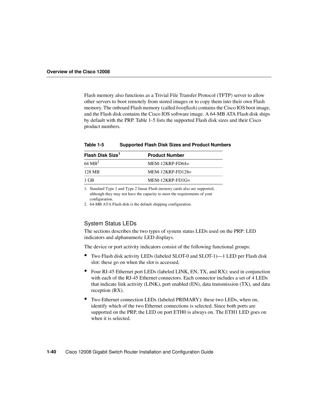 Cisco Systems Cisco 12008 manual MEM-12KRP-FD64= 