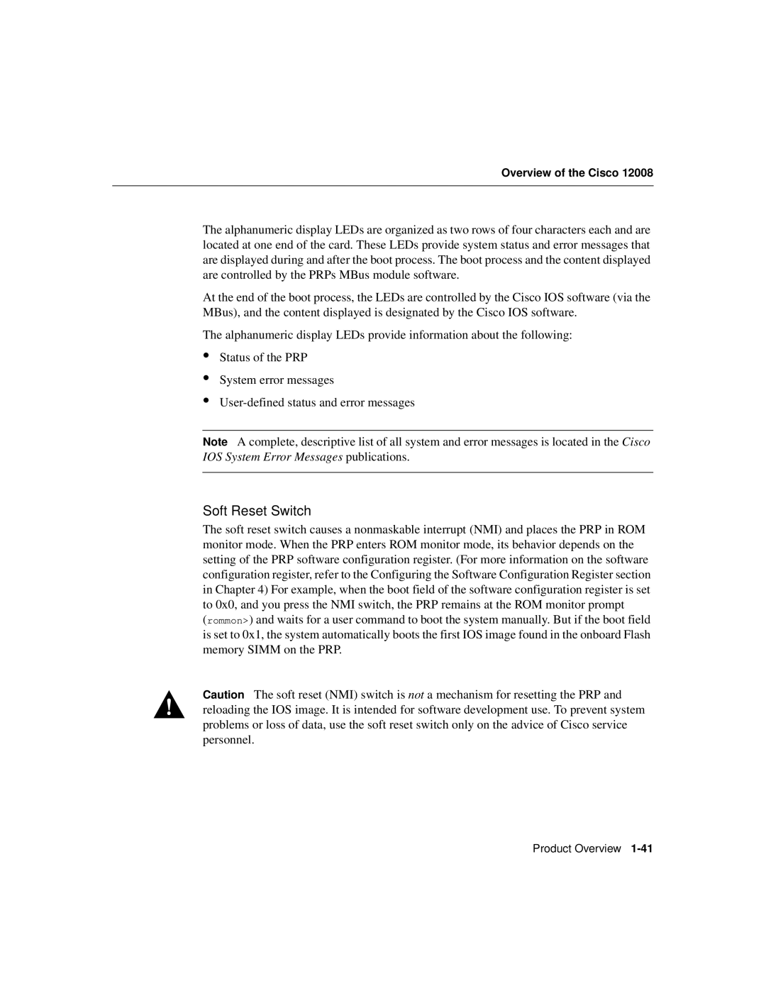 Cisco Systems Cisco 12008 manual Soft Reset Switch 