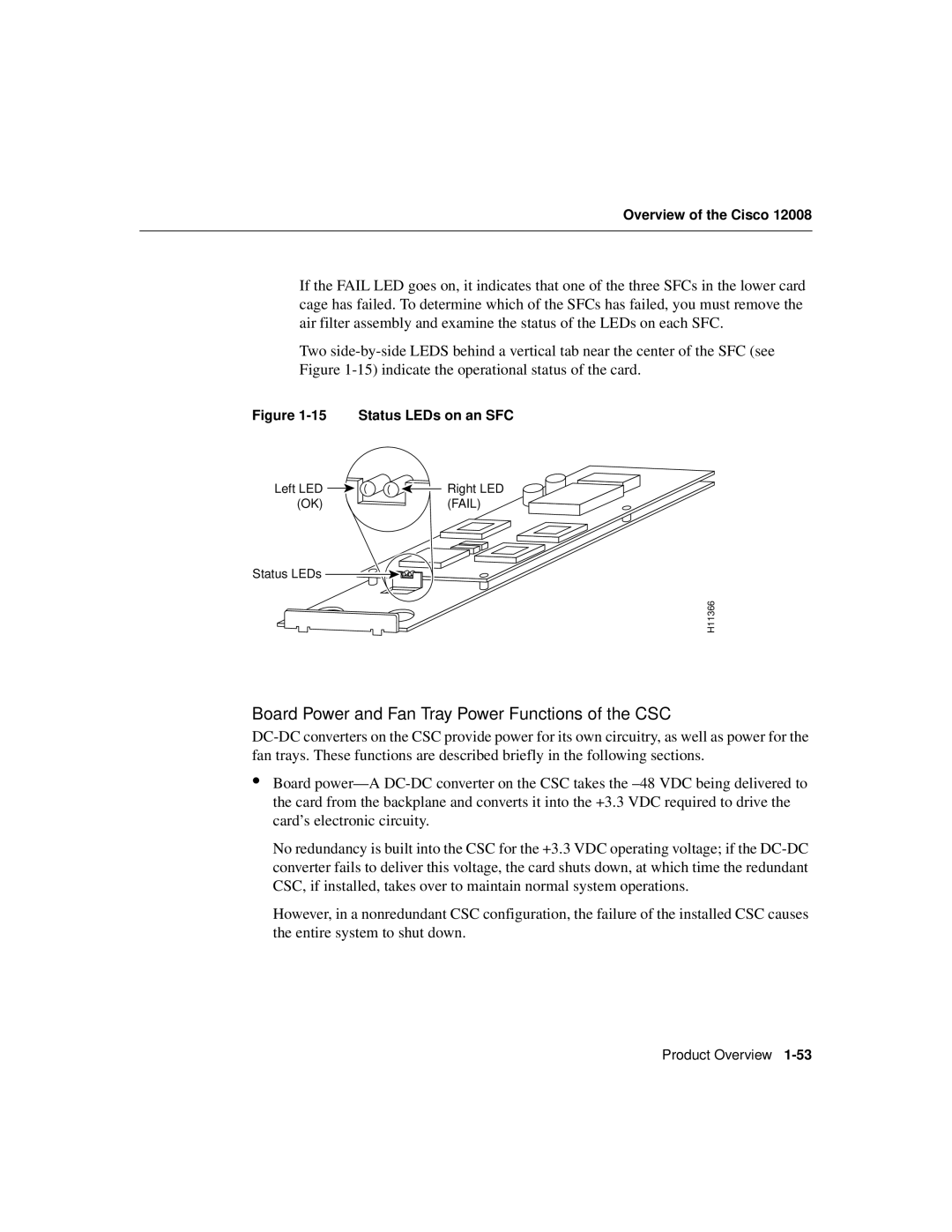 Cisco Systems Cisco 12008 manual Board Power and Fan Tray Power Functions of the CSC, Status LEDs on an SFC 