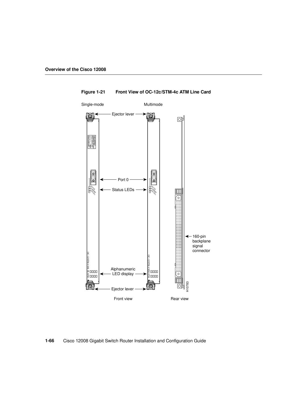 Cisco Systems Cisco 12008 manual Front View of OC-12c/STM-4c ATM Line Card 