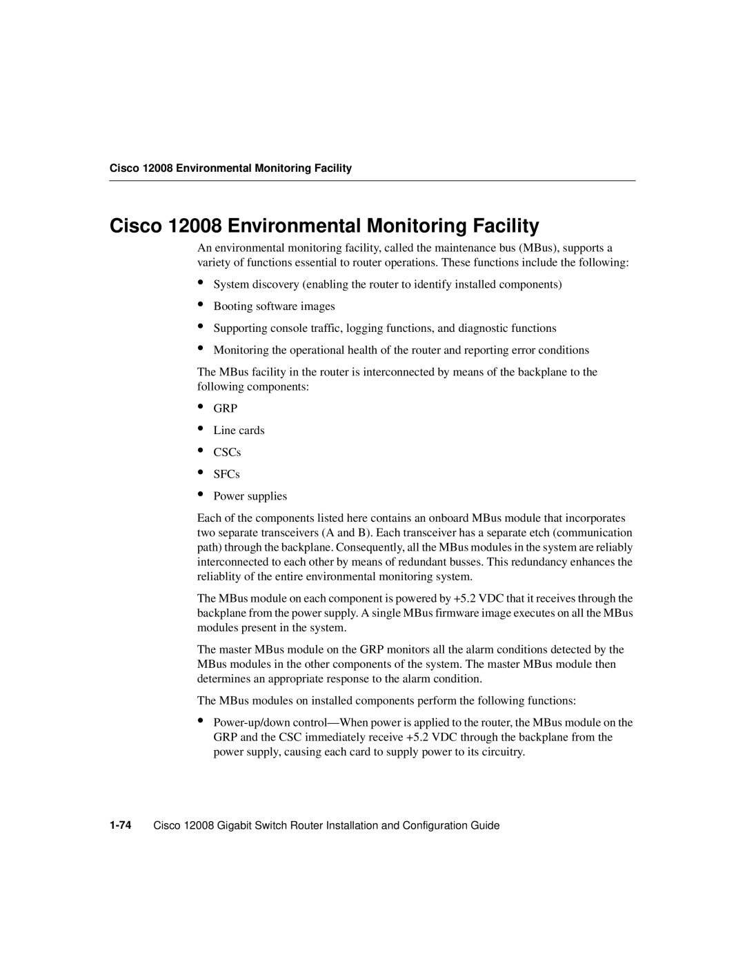 Cisco Systems manual Cisco 12008 Environmental Monitoring Facility 