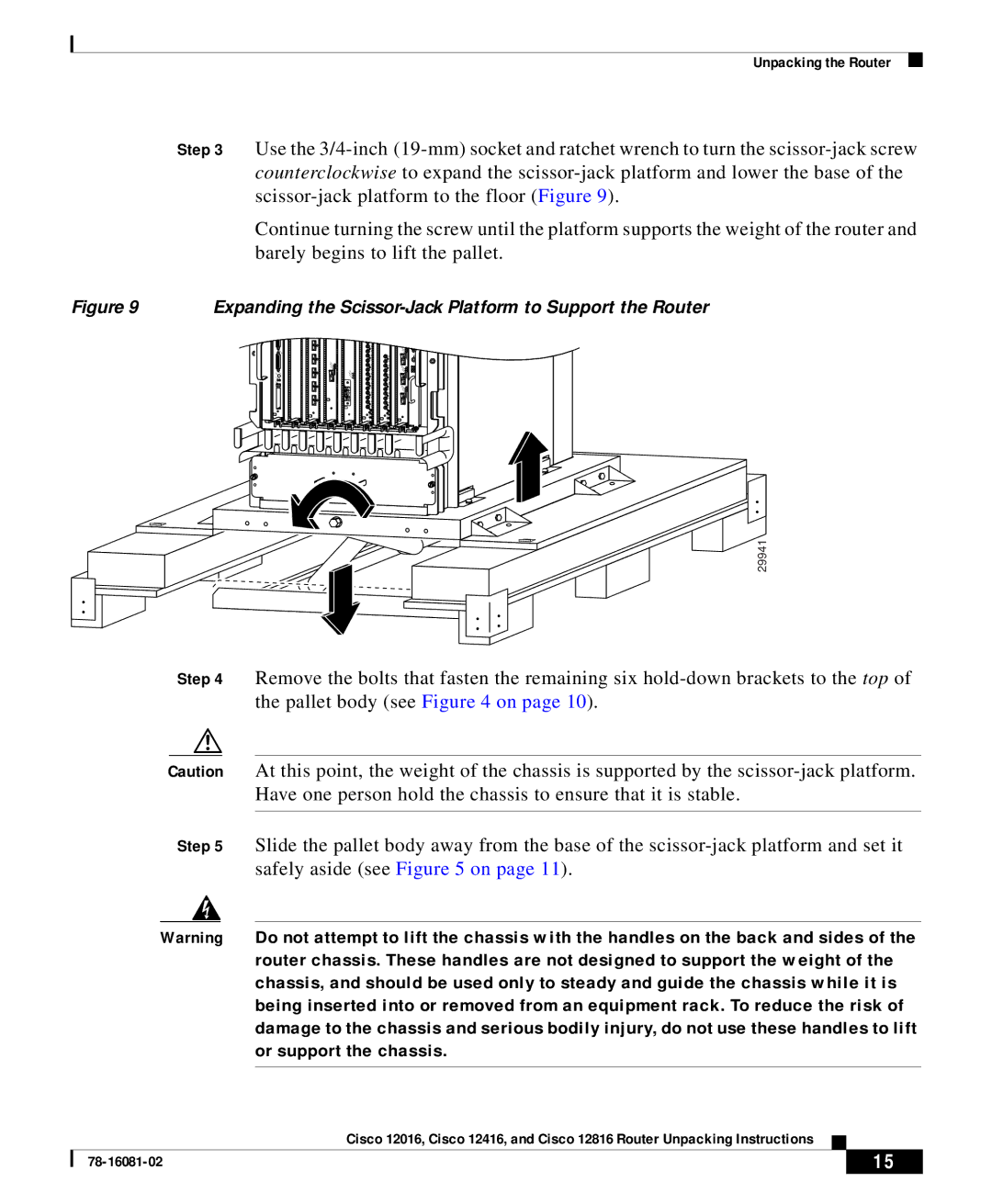 Cisco Systems Cisco 12016 manual Expanding the Scissor-Jack Platform to Support the Router 