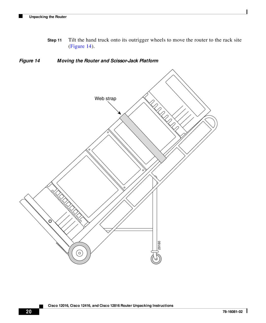 Cisco Systems Cisco 12016 manual Moving the Router and Scissor-Jack Platform 