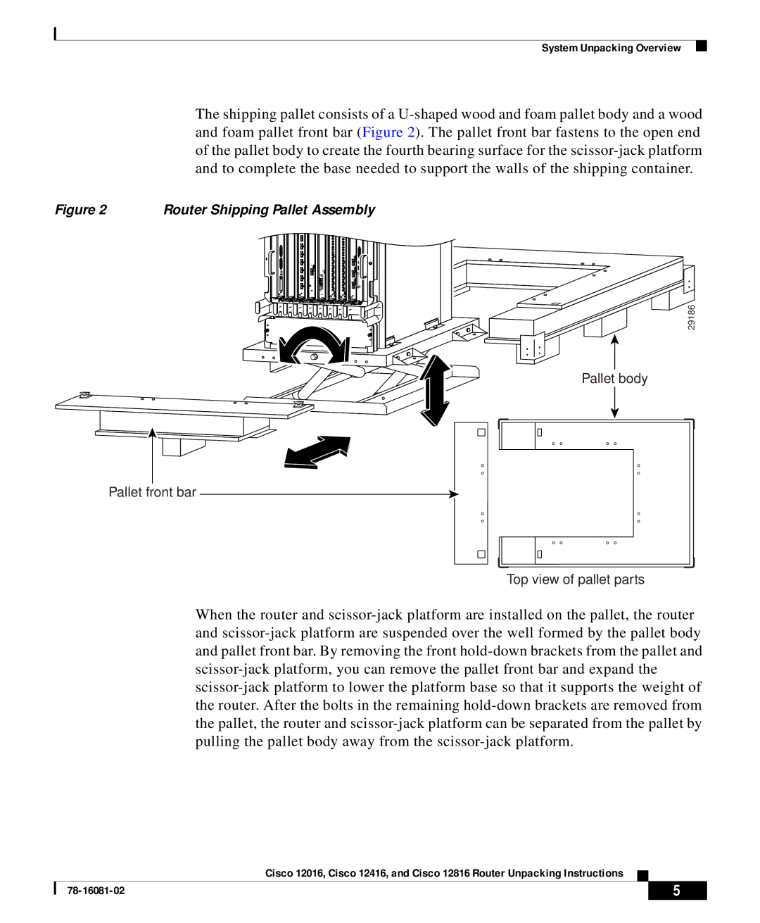 Cisco Systems Cisco 12016 manual Router Shipping Pallet Assembly 