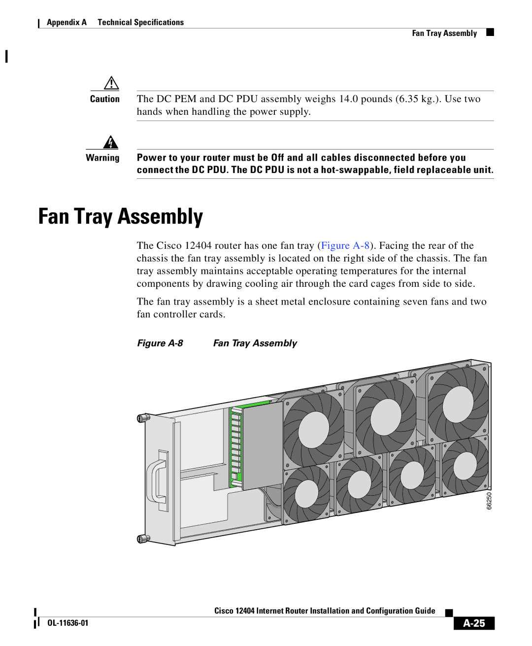 Cisco Systems Cisco 12404 appendix Figure A-8 Fan Tray Assembly 