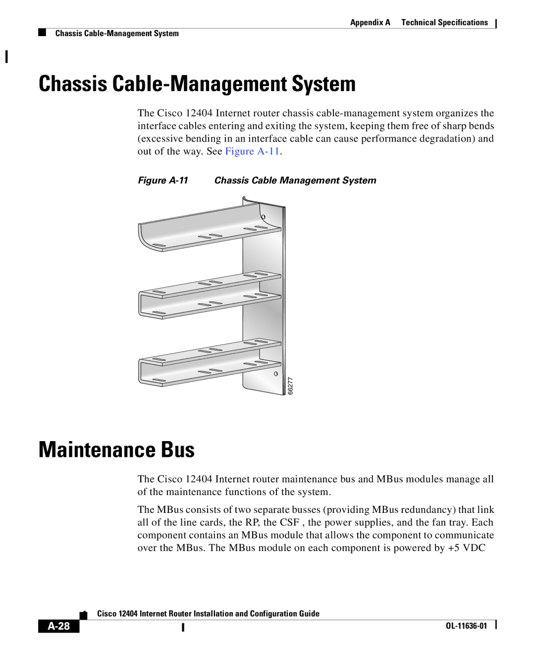 Cisco Systems Cisco 12404 appendix Chassis Cable-Management System, Maintenance Bus 