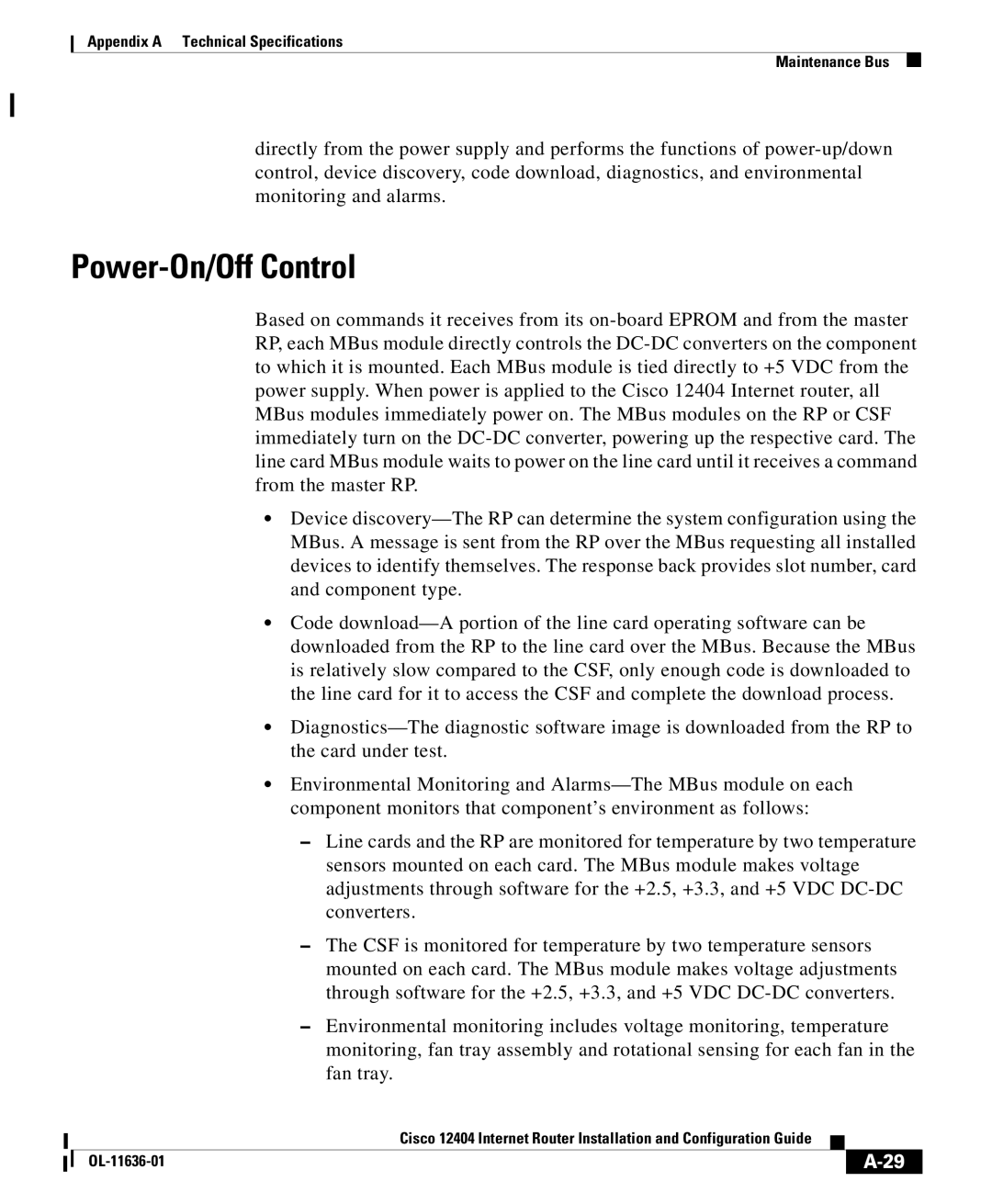 Cisco Systems Cisco 12404 appendix Power-On/Off Control 