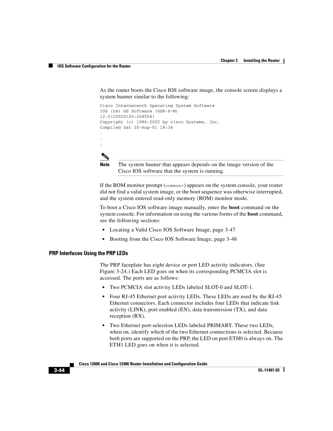 Cisco Systems Cisco 12406, Cisco 12006 manual PRP Interfaces Using the PRP LEDs 