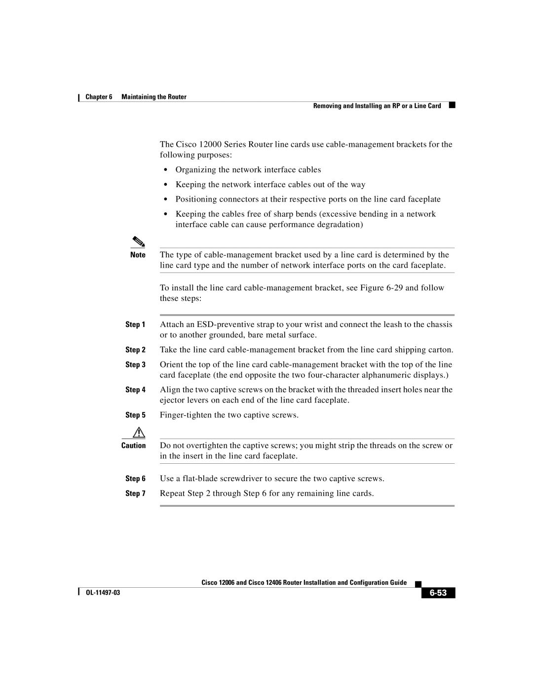 Cisco Systems Cisco 12006, Cisco 12406 manual OL-11497-03 