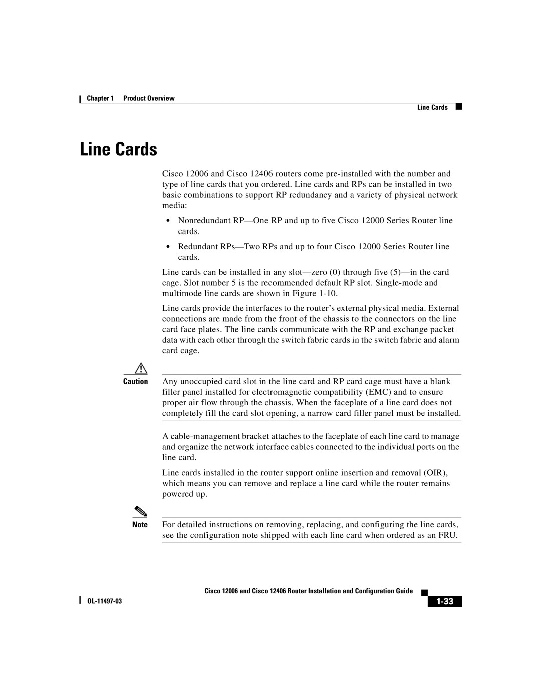 Cisco Systems Cisco 12006, Cisco 12406 manual Line Cards 