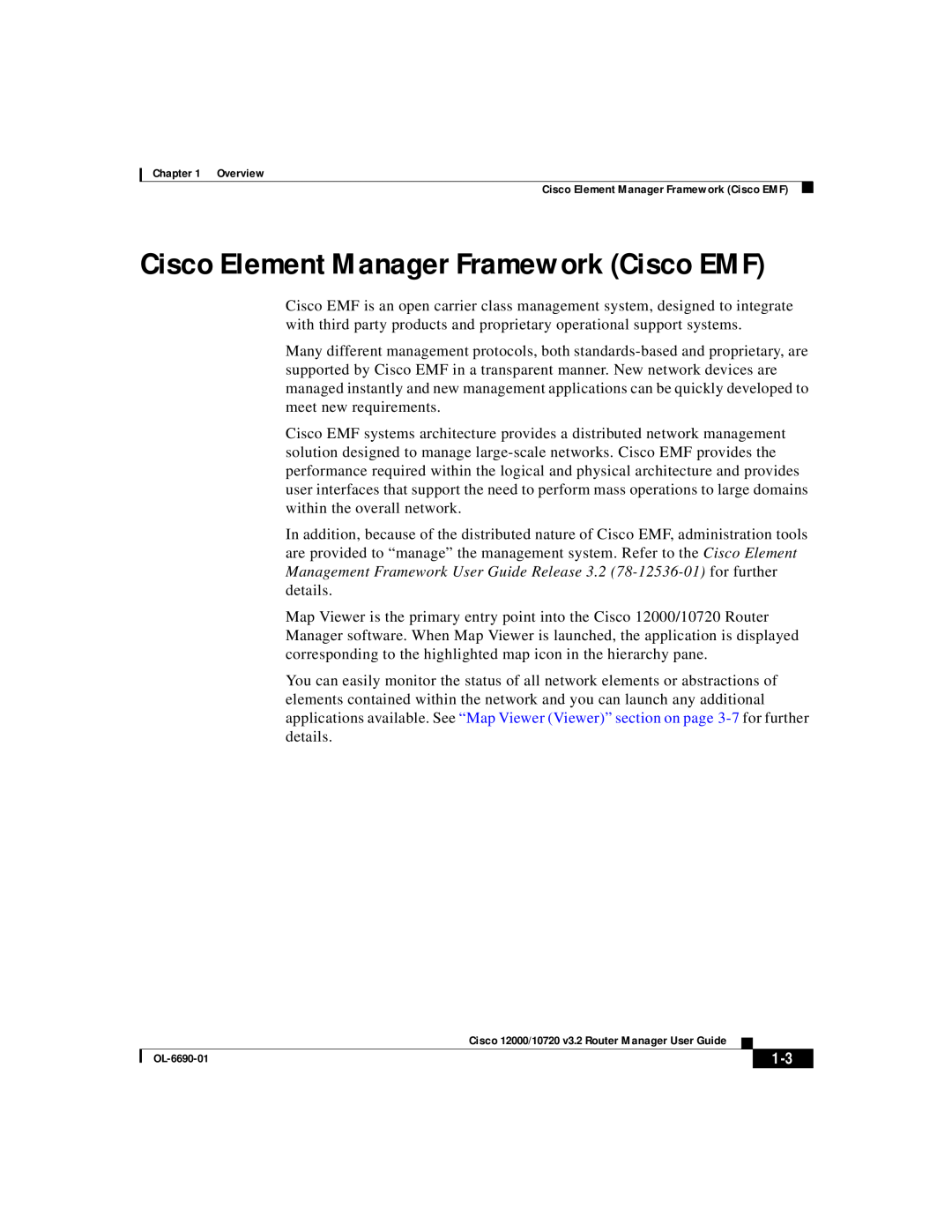 Cisco Systems Cisco 12012, Cisco 12416, Cisco 12016, Cisco 10720, Cisco 12008 manual Cisco Element Manager Framework Cisco EMF 