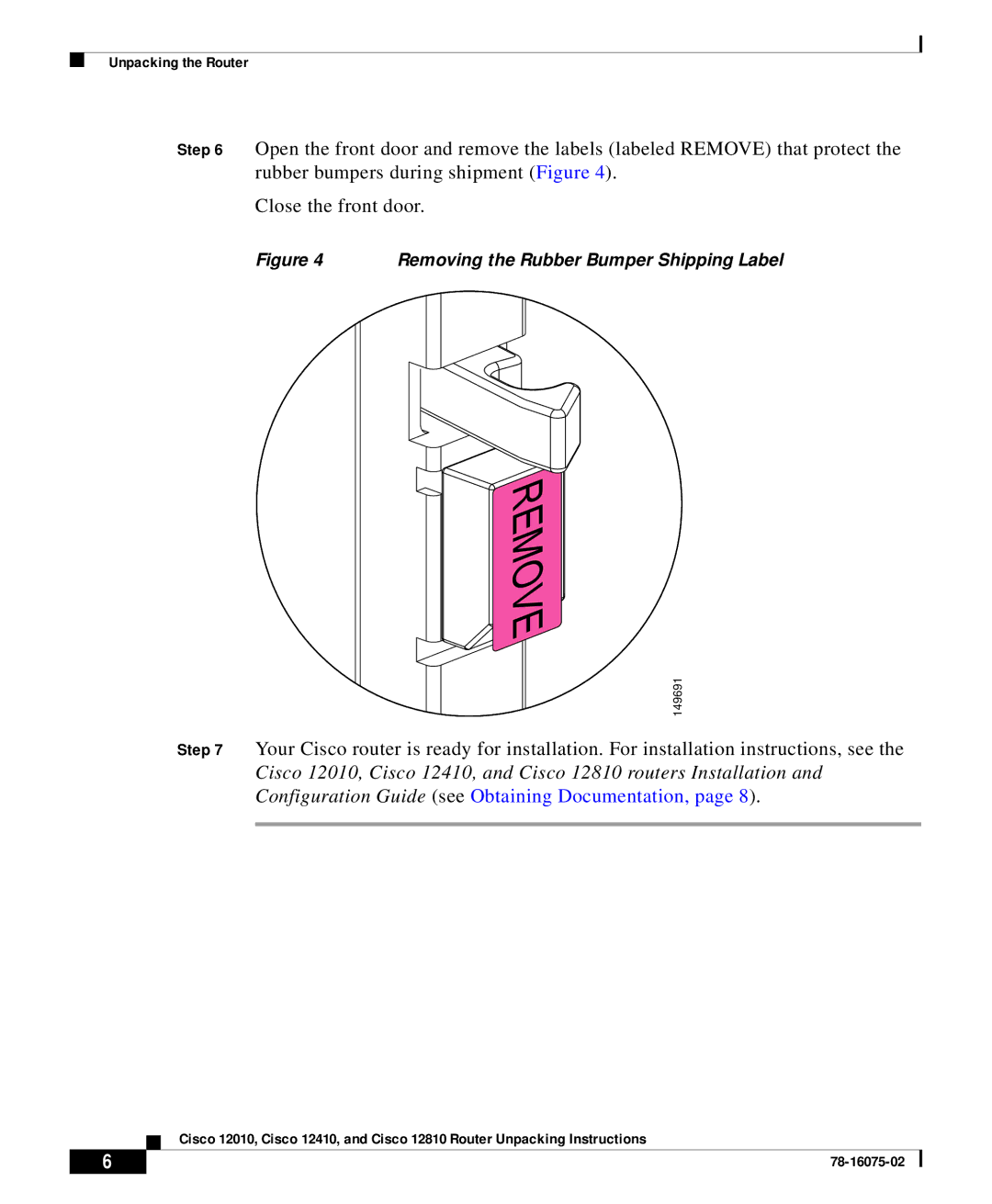 Cisco Systems Cisco 12810, Cisco 12010, Cisco 12410 manual Remove 