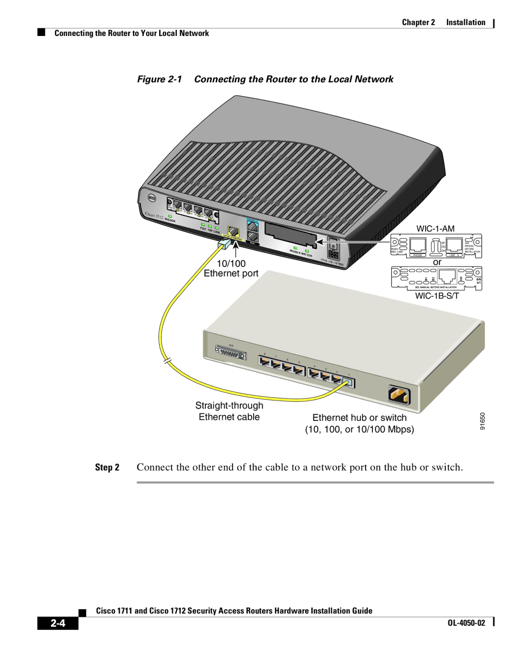 Cisco Systems Cisco 1712, Cisco 1711 manual Connecting the Router to the Local Network, 10/100 Ethernet port 