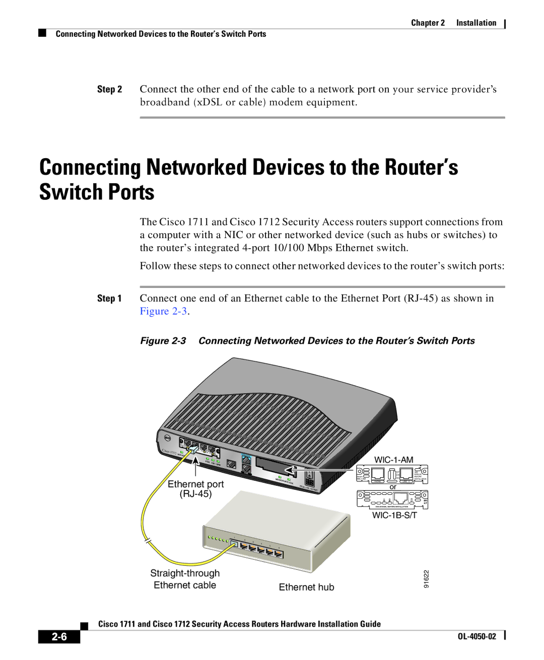 Cisco Systems Cisco 1712, Cisco 1711 manual Connecting Networked Devices to the Router’s Switch Ports, RJ-45 