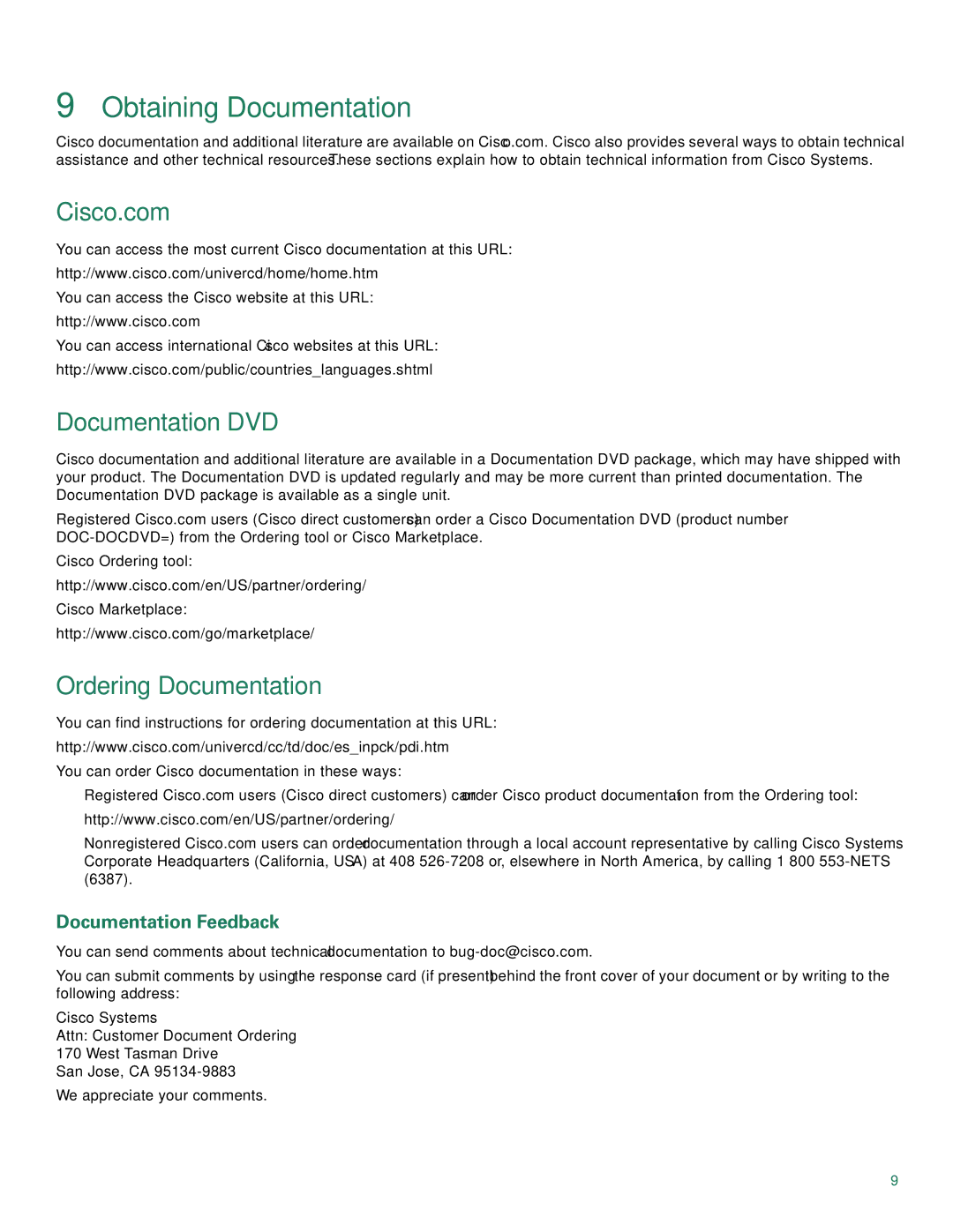 Cisco Systems Cisco 1801, Cisco 1803 Obtaining Documentation, Cisco.com, Documentation DVD, Ordering Documentation 