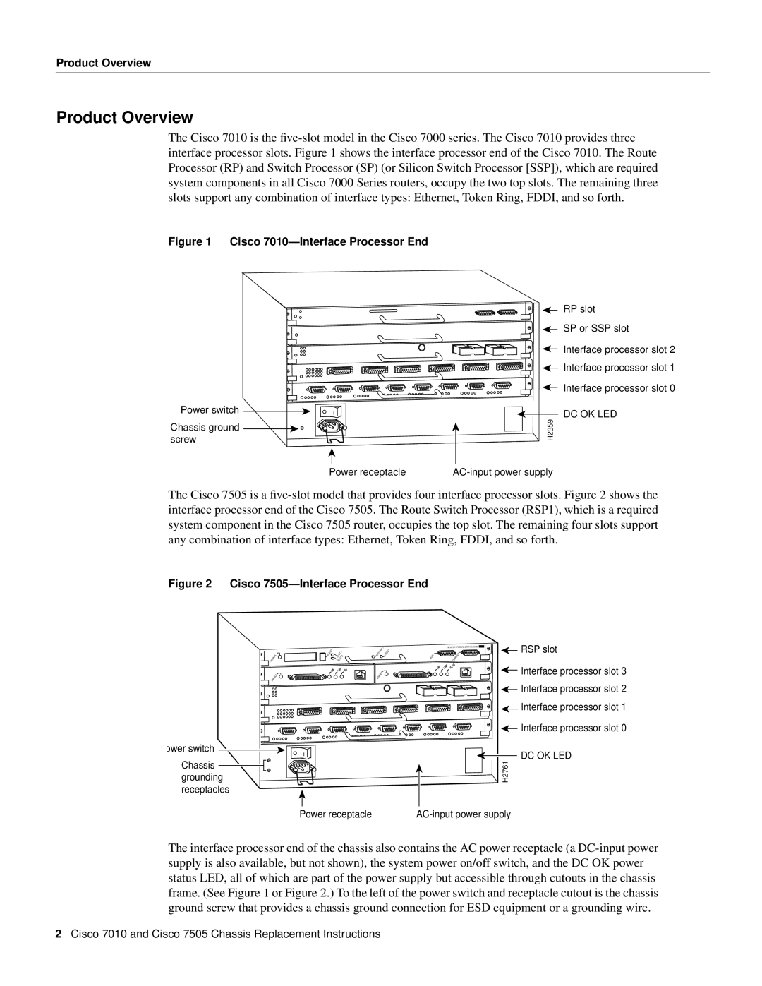 Cisco Systems Cisco 7010, Cisco 7505 installation instructions Product Overview, Ower switch 