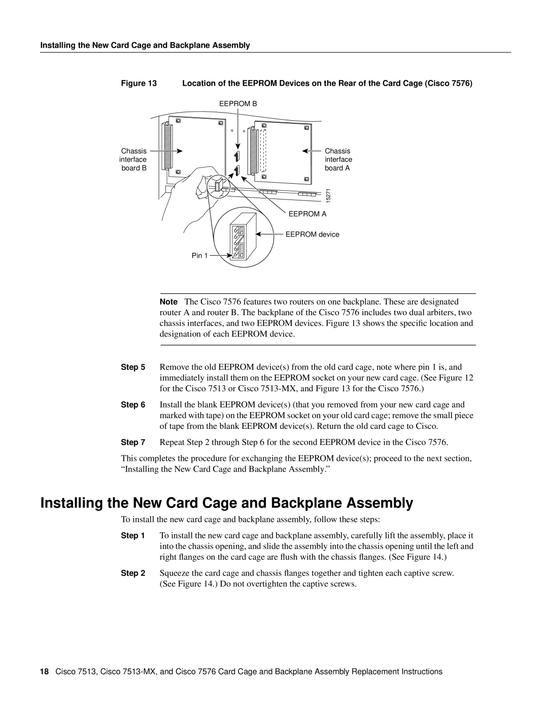 Cisco Systems Cisco 7513-MX, CISCO7576 manual Installing the New Card Cage and Backplane Assembly 