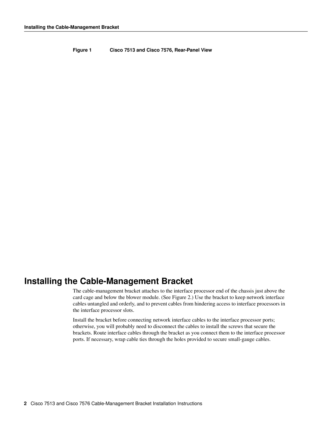 Cisco Systems Cisco 7513/7576 Installing the Cable-Management Bracket, Cisco 7513 and Cisco 7576, Rear-Panel View 