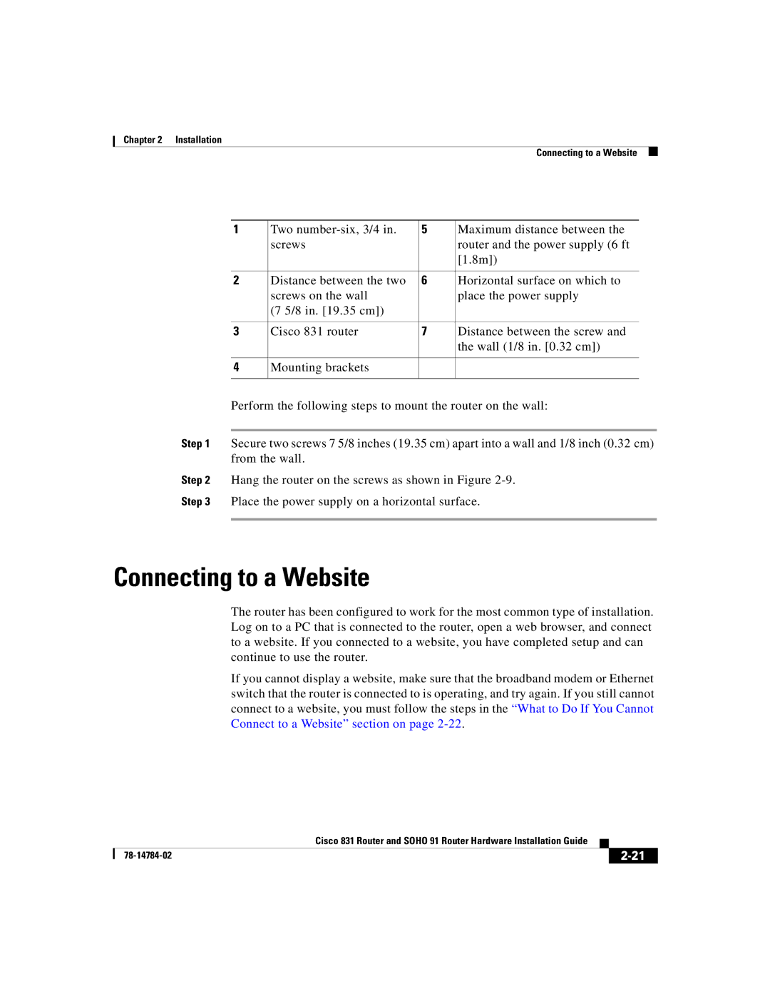 Cisco Systems Cisco 831 manual Connecting to a Website 