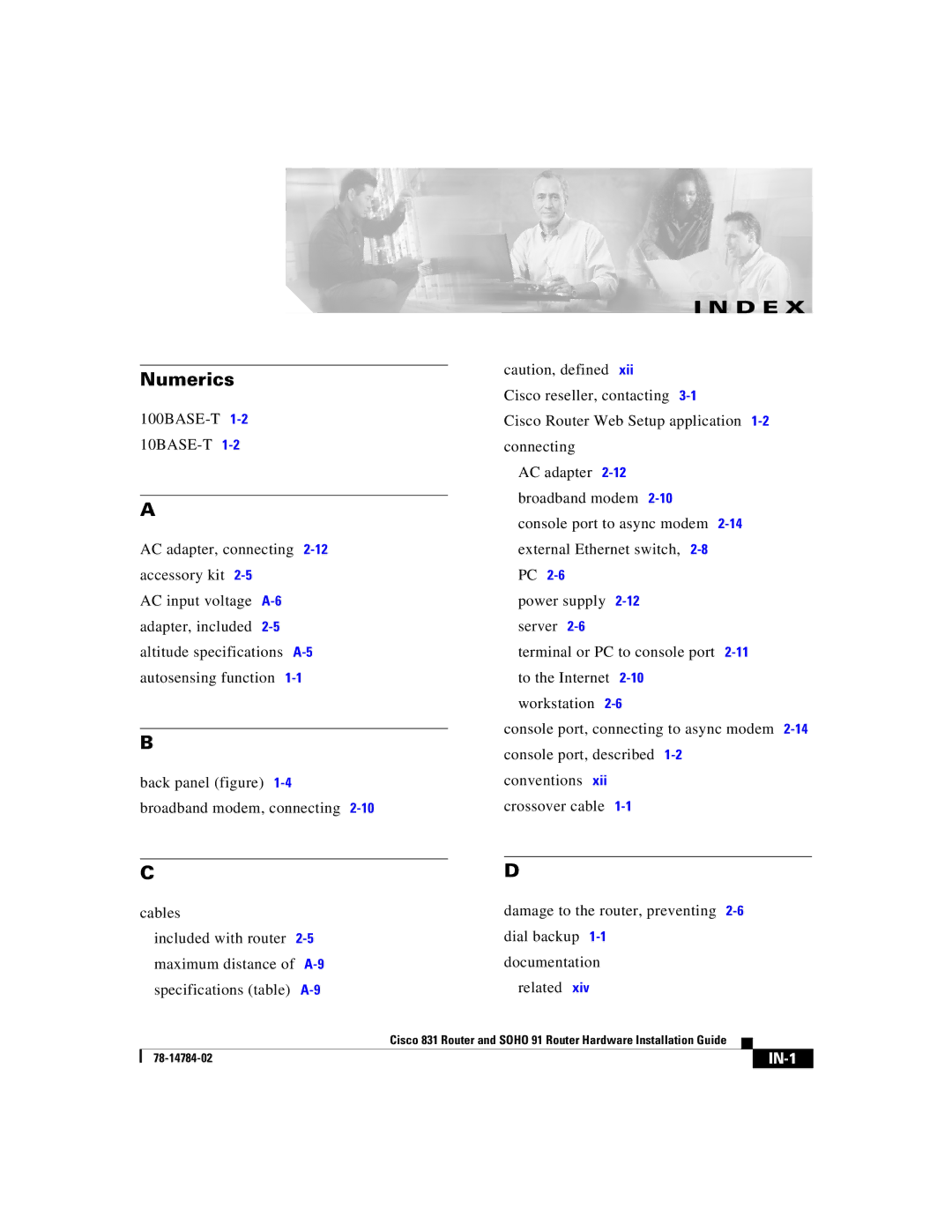 Cisco Systems Cisco 831 manual Numerics 