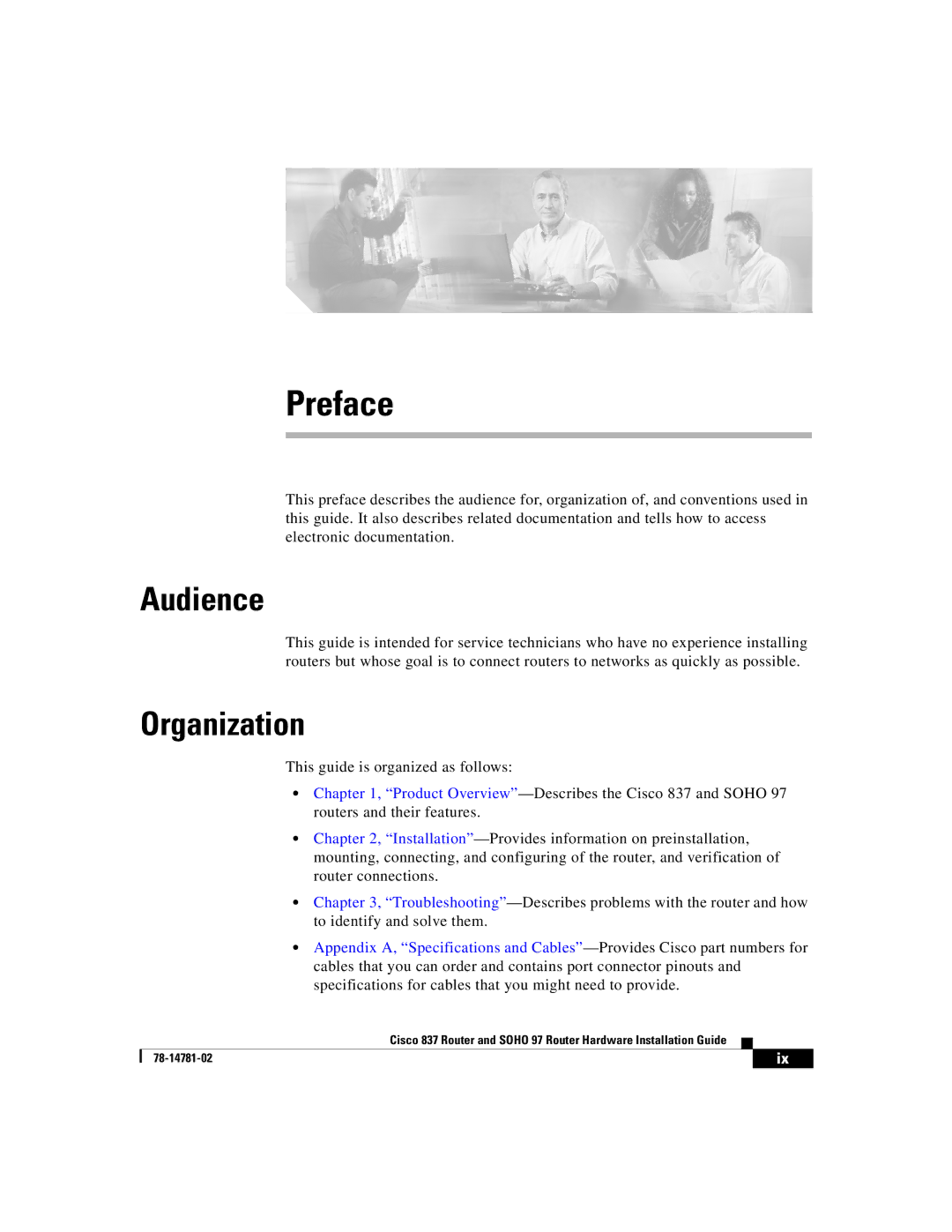 Cisco Systems Cisco 837 manual Audience, Organization 