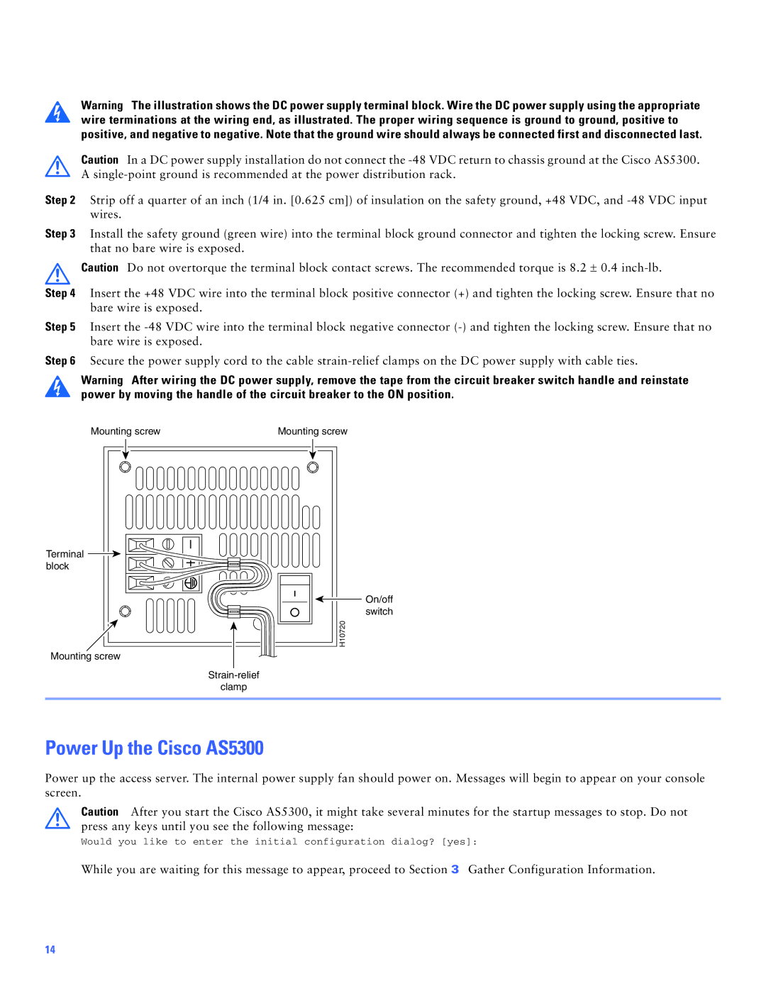 Cisco Systems manual Power Up the Cisco AS5300 