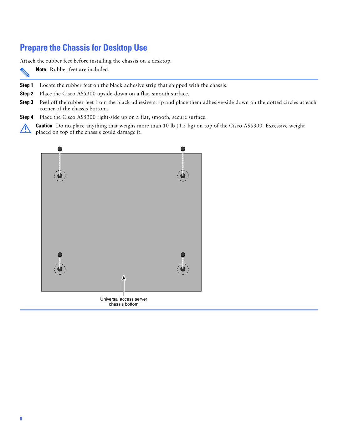 Cisco Systems Cisco AS5300 manual Prepare the Chassis for Desktop Use 