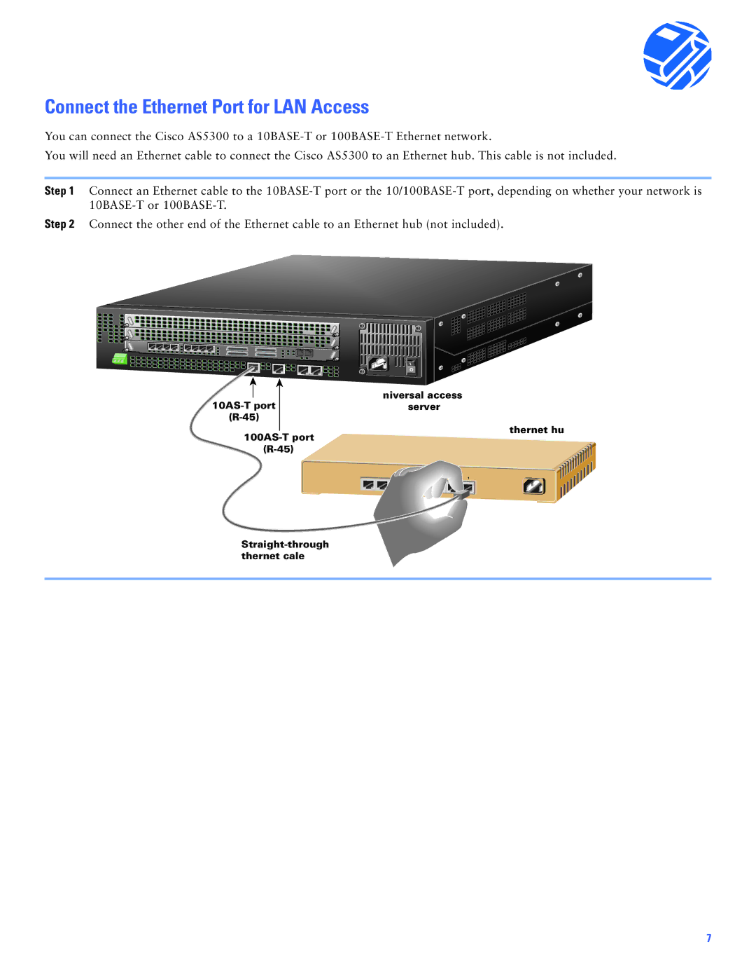 Cisco Systems Cisco AS5300 manual Connect the Ethernet Port for LAN Access 