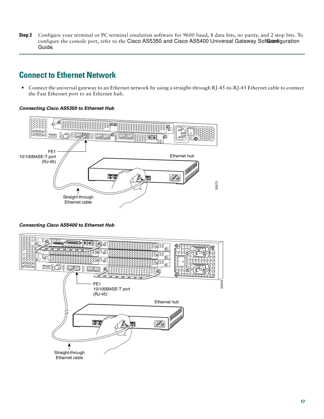 Cisco Systems Cisco AS5350, Cisco AS5400 quick start Connect to Ethernet Network 