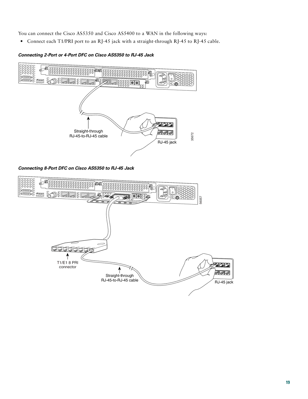 Cisco Systems Cisco AS5400 quick start Connecting 8-Port DFC on Cisco AS5350 to RJ-45 Jack 