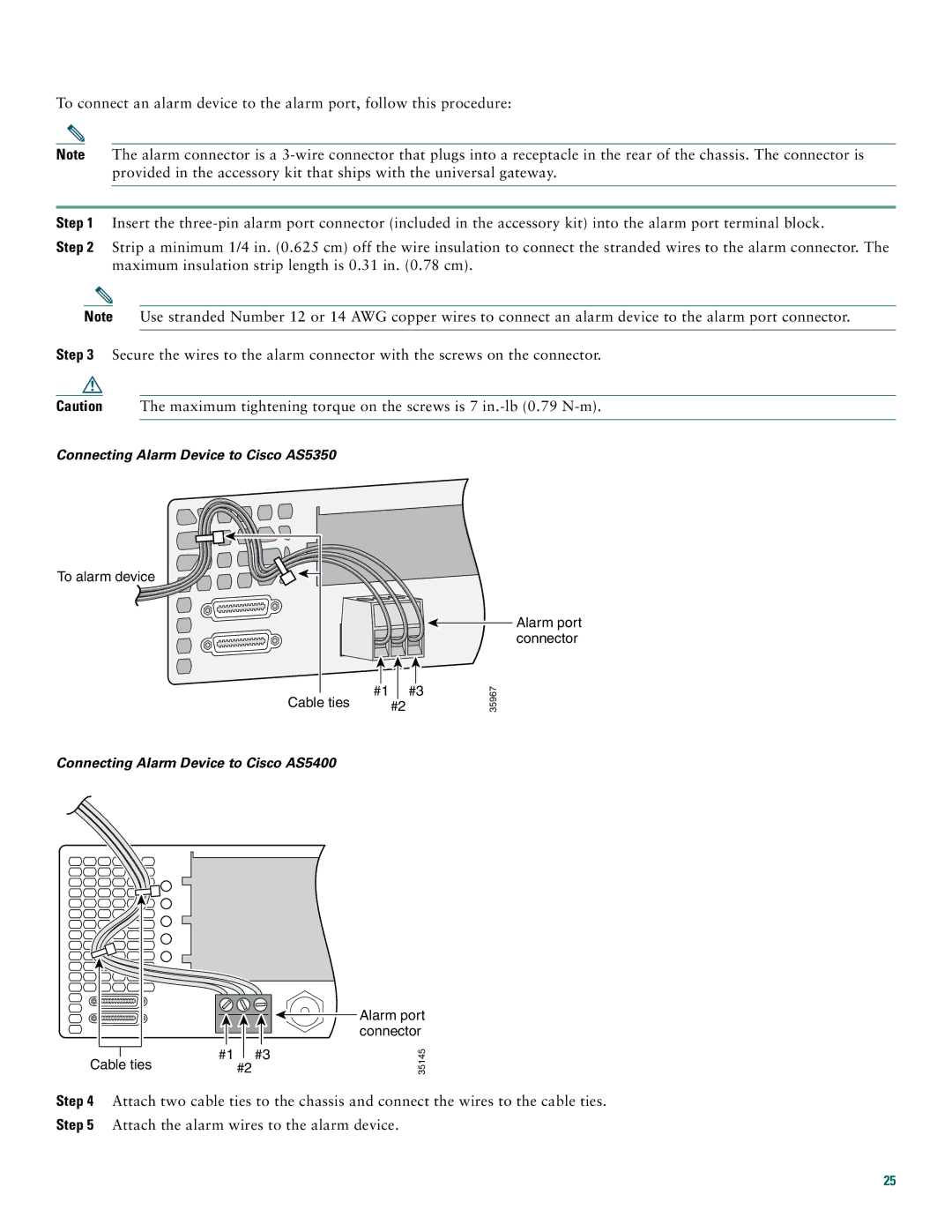 Cisco Systems Cisco AS5400 quick start Connecting Alarm Device to Cisco AS5350 