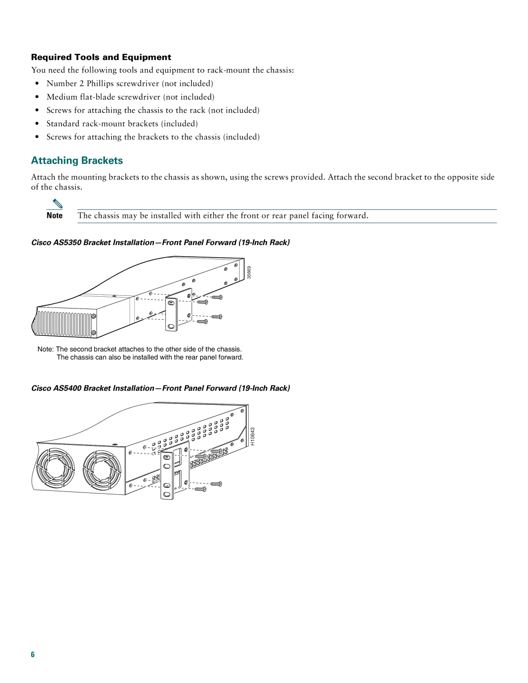 Cisco Systems Cisco AS5400, Cisco AS5350 quick start Attaching Brackets, Required Tools and Equipment 