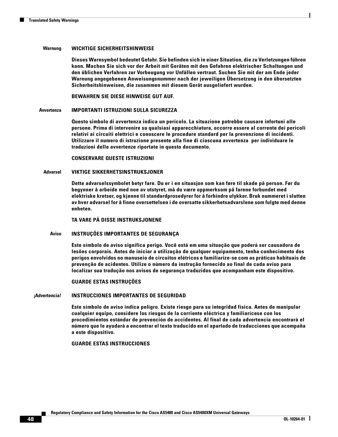 Cisco Systems Cisco AS5400XM important safety instructions Bewahren SIE Diese Hinweise GUT AUF 