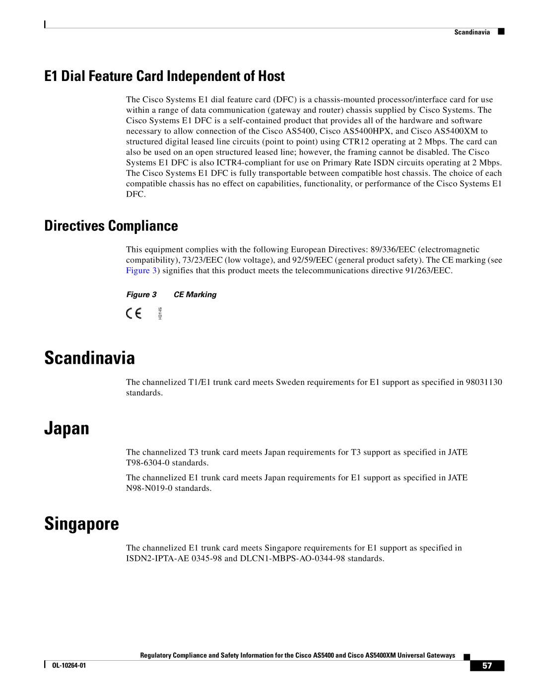 Cisco Systems Cisco AS5400XM Scandinavia, Japan, Singapore, E1 Dial Feature Card Independent of Host 