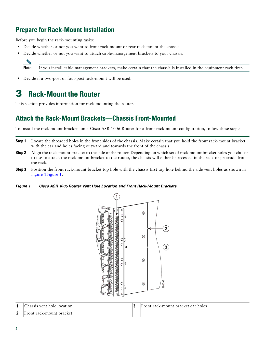 Cisco Systems Cisco ASR 1006 quick start Rack-Mount the Router, Prepare for Rack-Mount Installation 