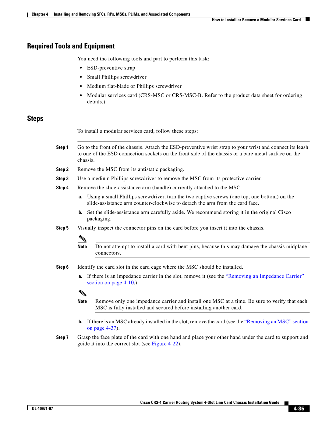 Cisco Systems Cisco CRS-1 manual Required Tools and Equipment 