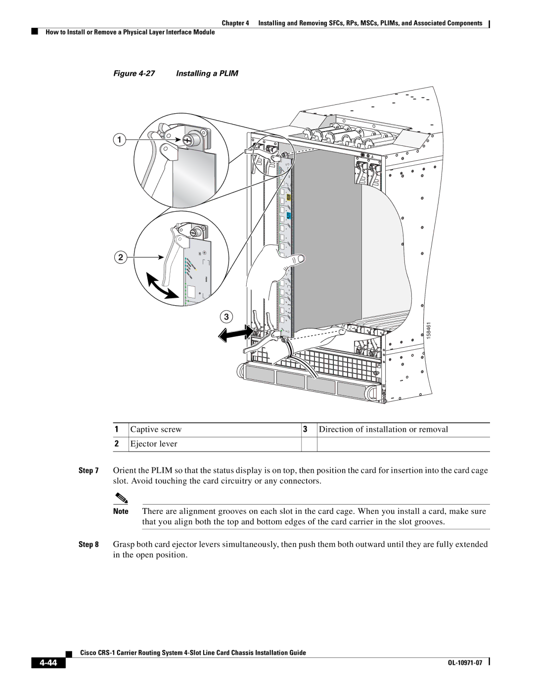 Cisco Systems Cisco CRS-1 manual Installing a Plim 